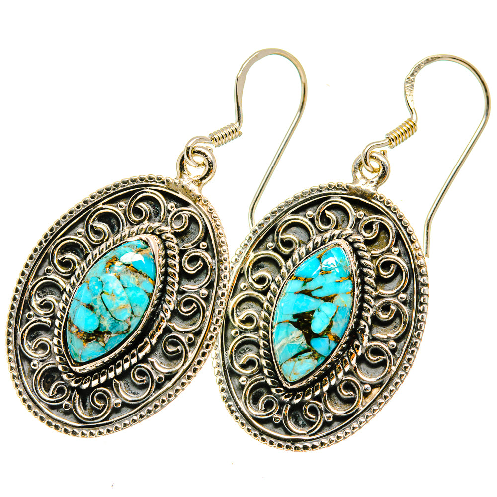 Blue Copper Composite Turquoise Earrings handcrafted by Anasilvercos - EARR418311