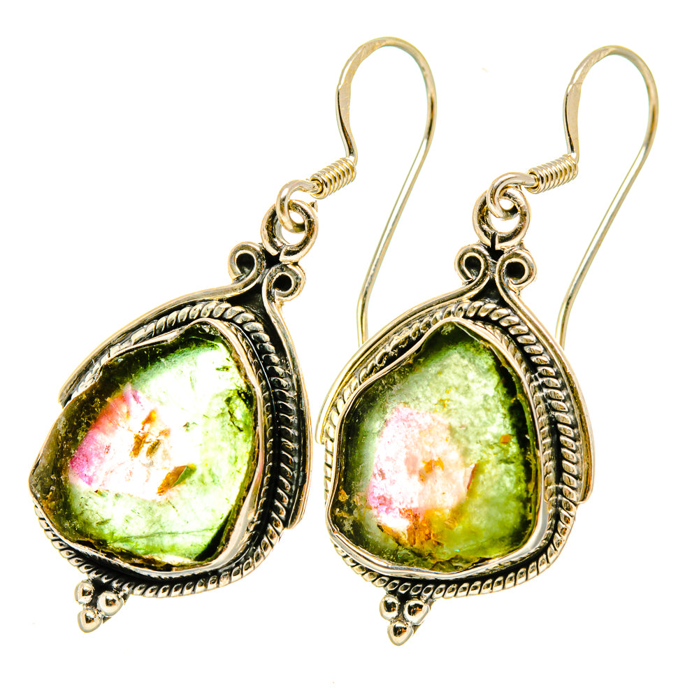 Watermelon Tourmaline Earrings handcrafted by Anasilvercos - EARR418318