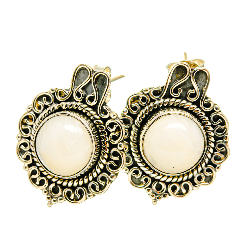 Rainbow Moonstone Earrings handcrafted by Anasilvercos - EARR418338