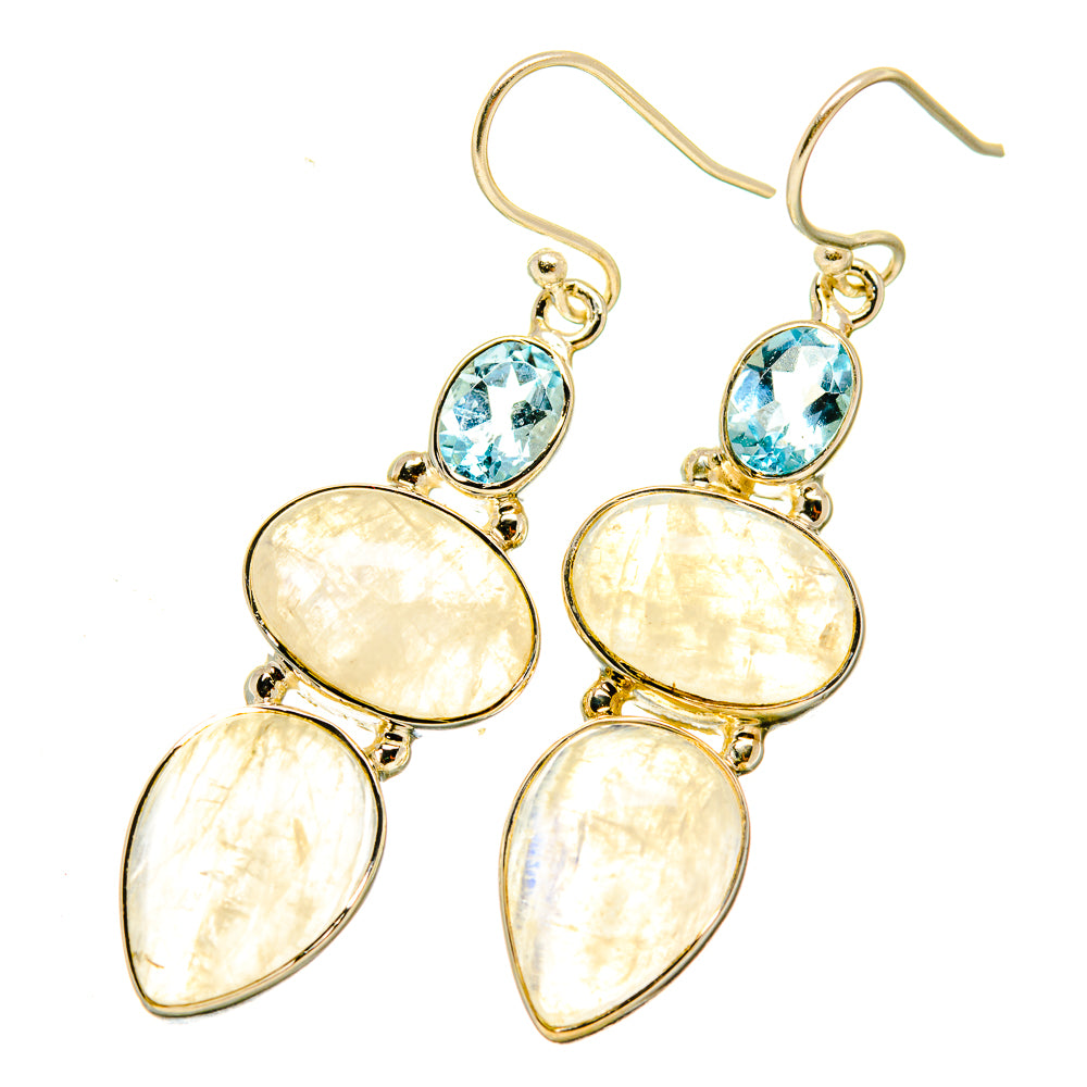 Rainbow Moonstone Earrings handcrafted by Anasilvercos - EARR418341