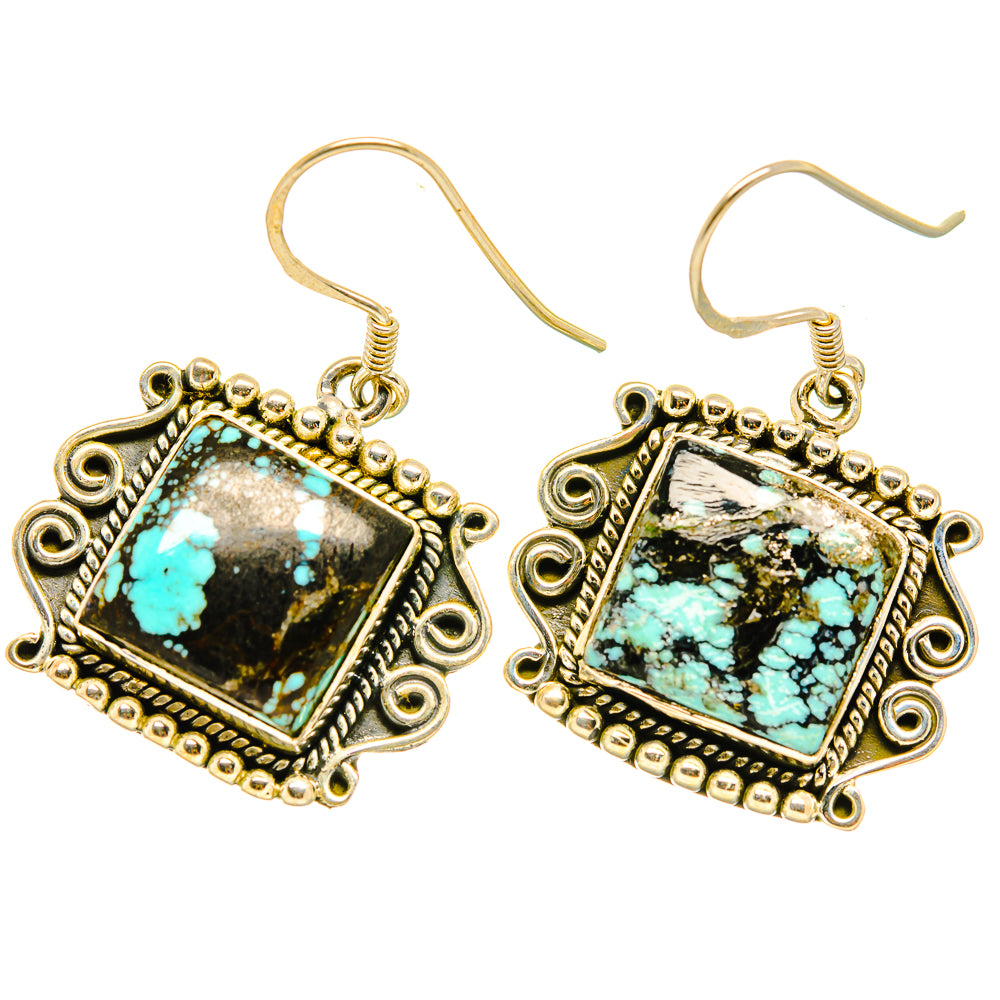 Tibetan Turquoise Earrings handcrafted by Anasilvercos - EARR418345