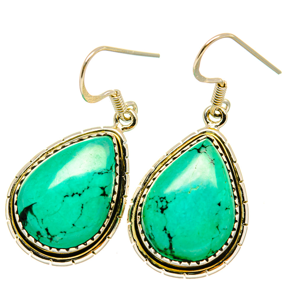 Tibetan Turquoise Earrings handcrafted by Anasilvercos - EARR418364