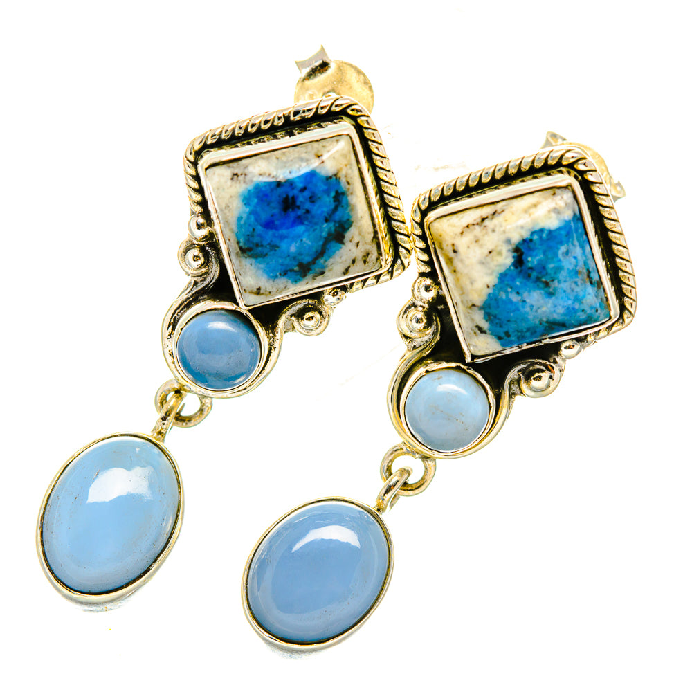 K2 Blue Azurite Earrings handcrafted by Anasilvercos - EARR418369
