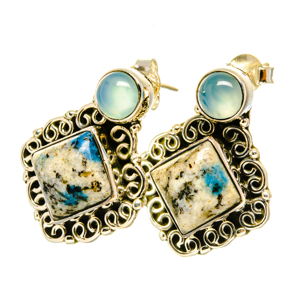 K2 Blue Azurite Earrings handcrafted by Anasilvercos - EARR418379