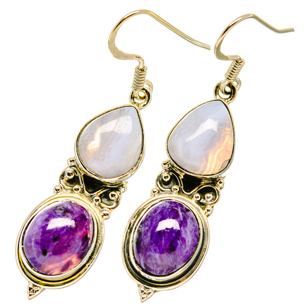Blue Lace Agate Earrings handcrafted by Anasilvercos - EARR418388