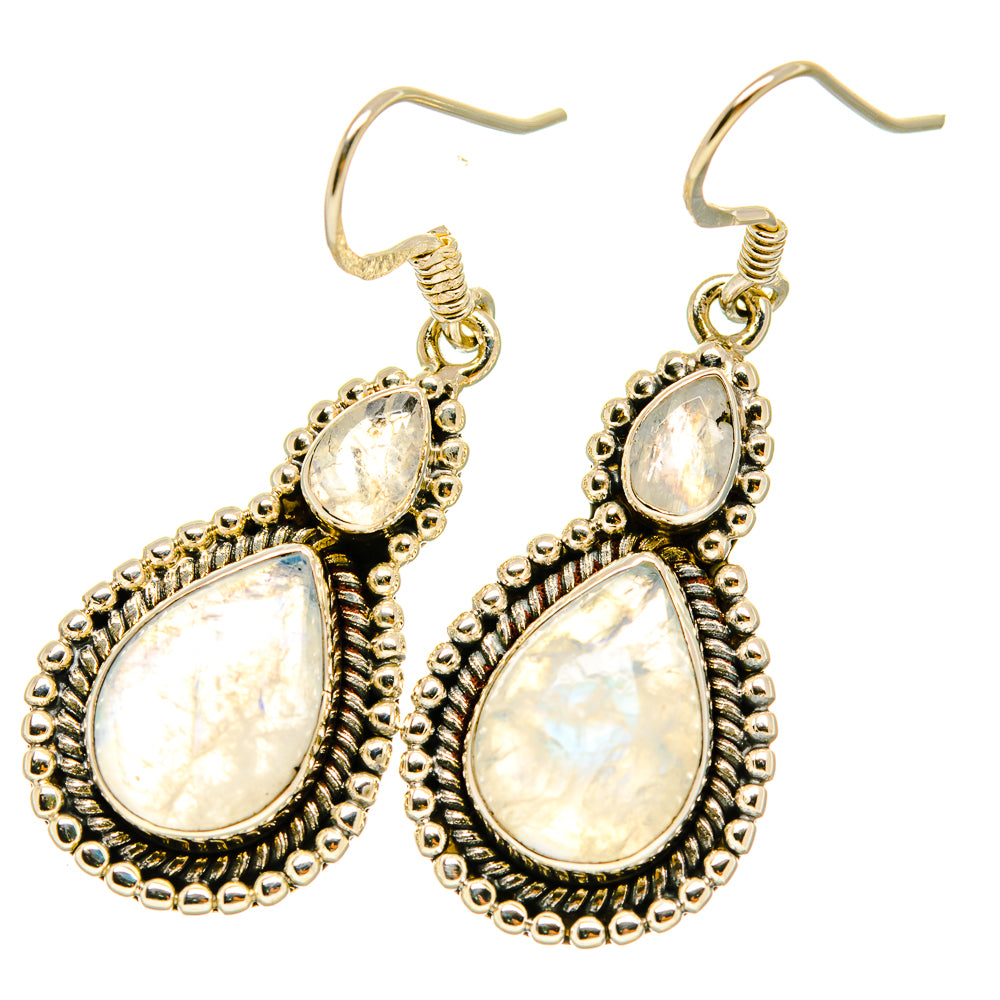Rainbow Moonstone Earrings handcrafted by Anasilvercos - EARR418393