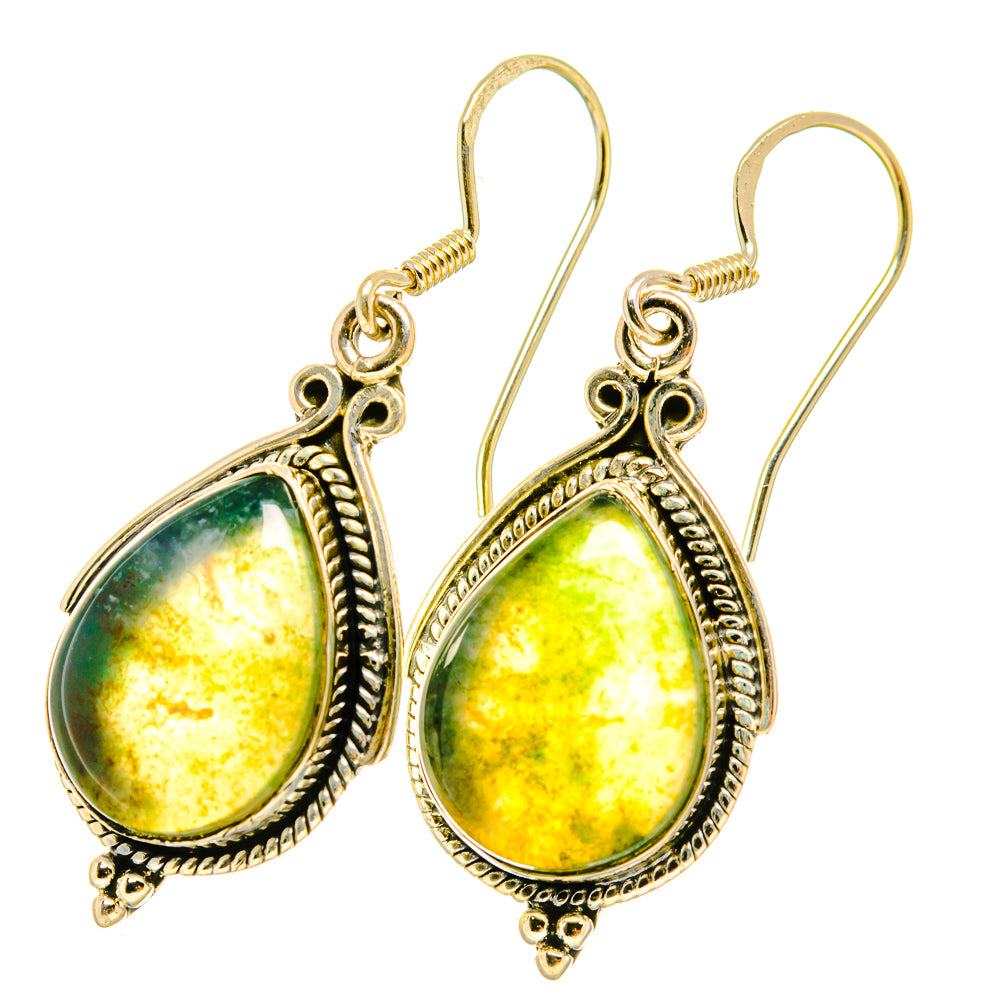 Green Moss Agate Earrings handcrafted by Anasilvercos - EARR418396