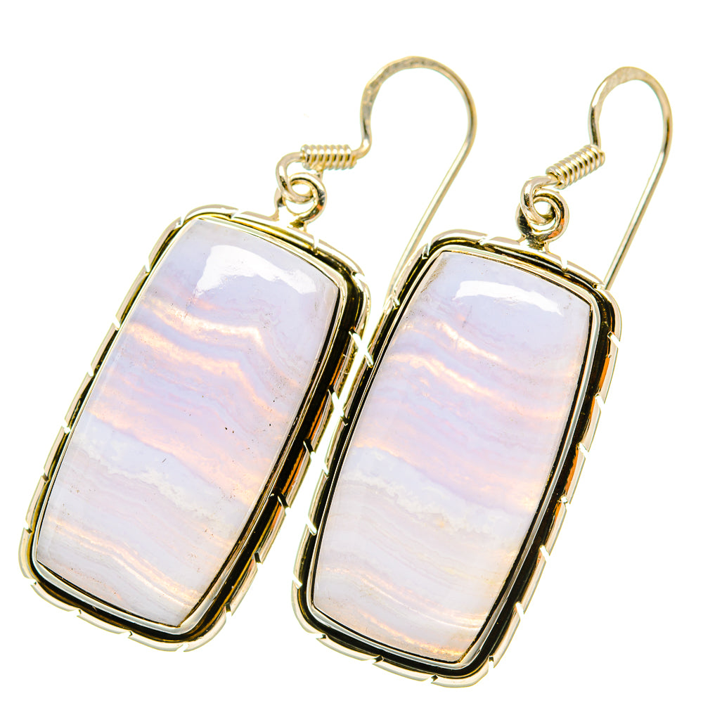 Blue Lace Agate Earrings handcrafted by Anasilvercos - EARR418397