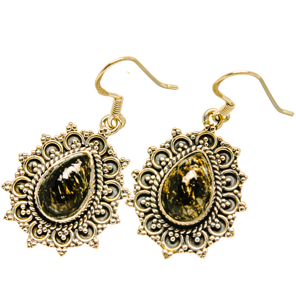 Golden Seraphinite Earrings handcrafted by Anasilvercos - EARR418398