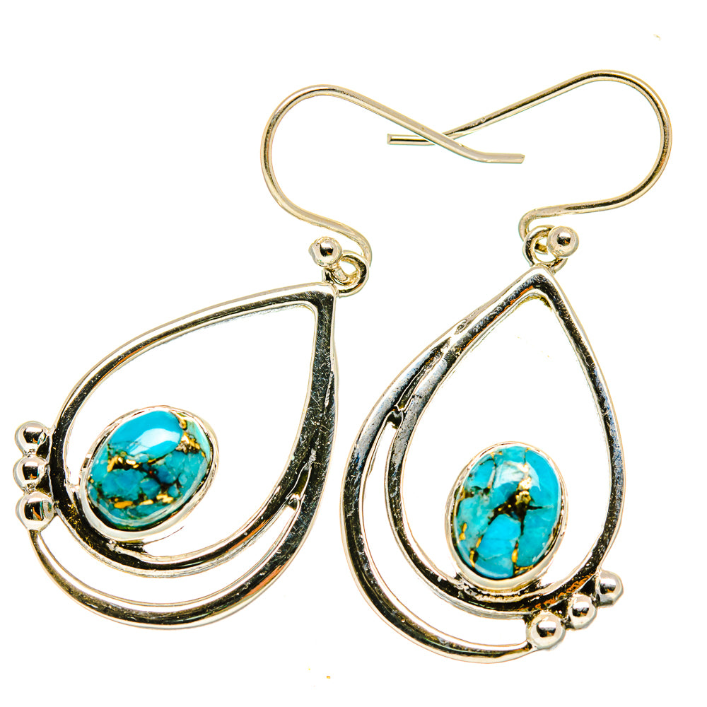Blue Copper Composite Turquoise Earrings handcrafted by Anasilvercos - EARR418438