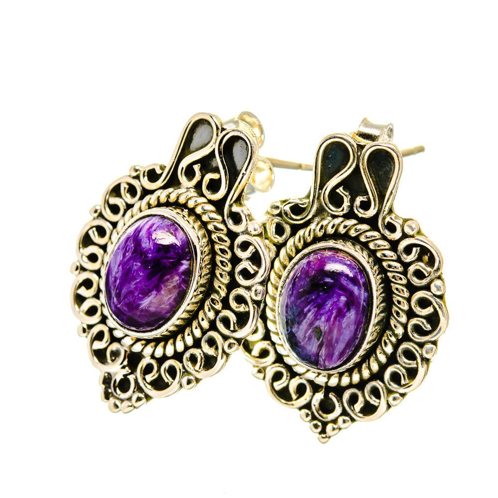 Charoite Earrings handcrafted by Anasilvercos - EARR418440