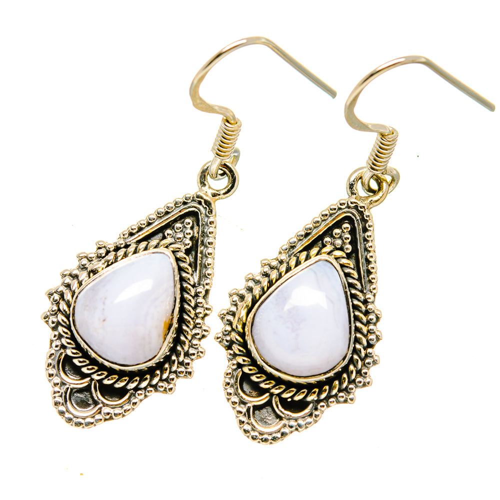 Blue Lace Agate Earrings handcrafted by Anasilvercos - EARR418446