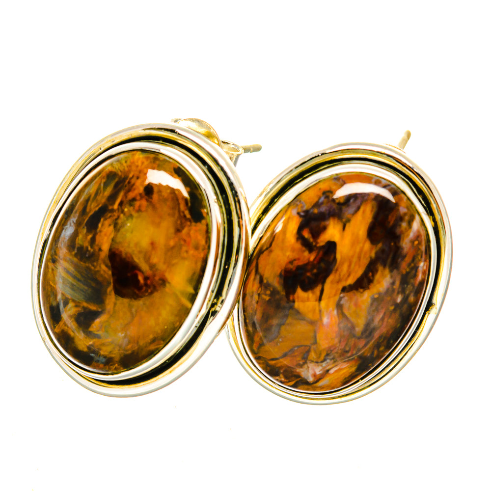 Golden Pietersite Earrings handcrafted by Anasilvercos - EARR418449