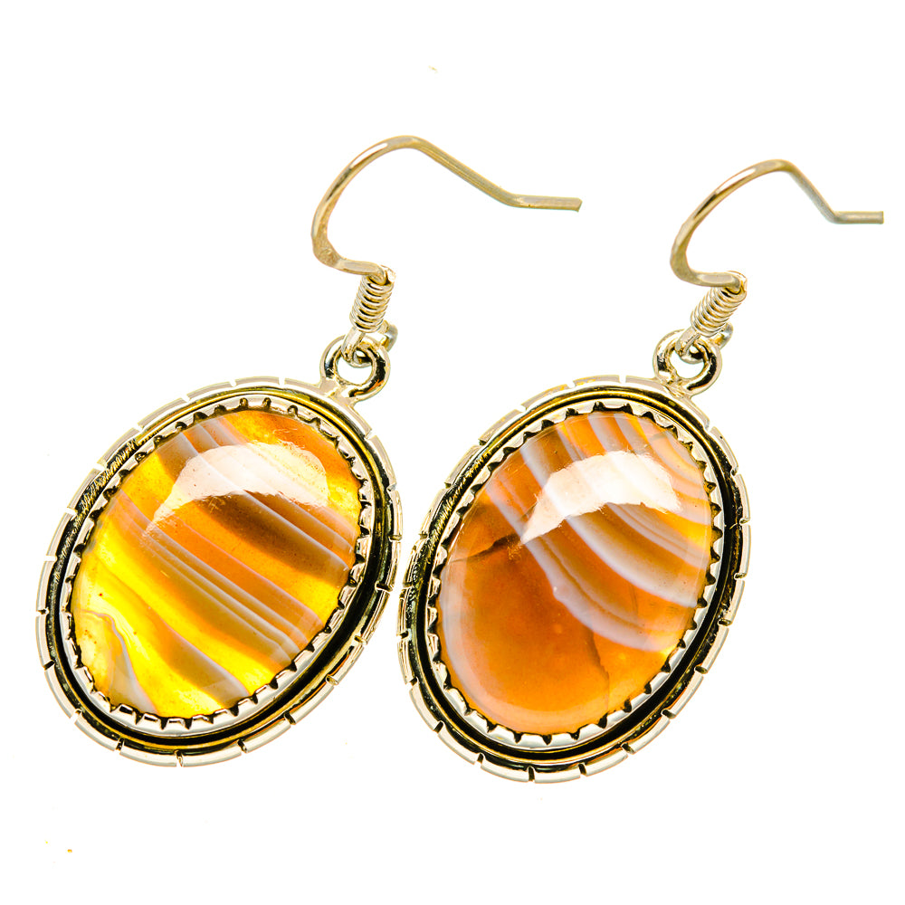 Botswana Agate Earrings handcrafted by Anasilvercos - EARR418473