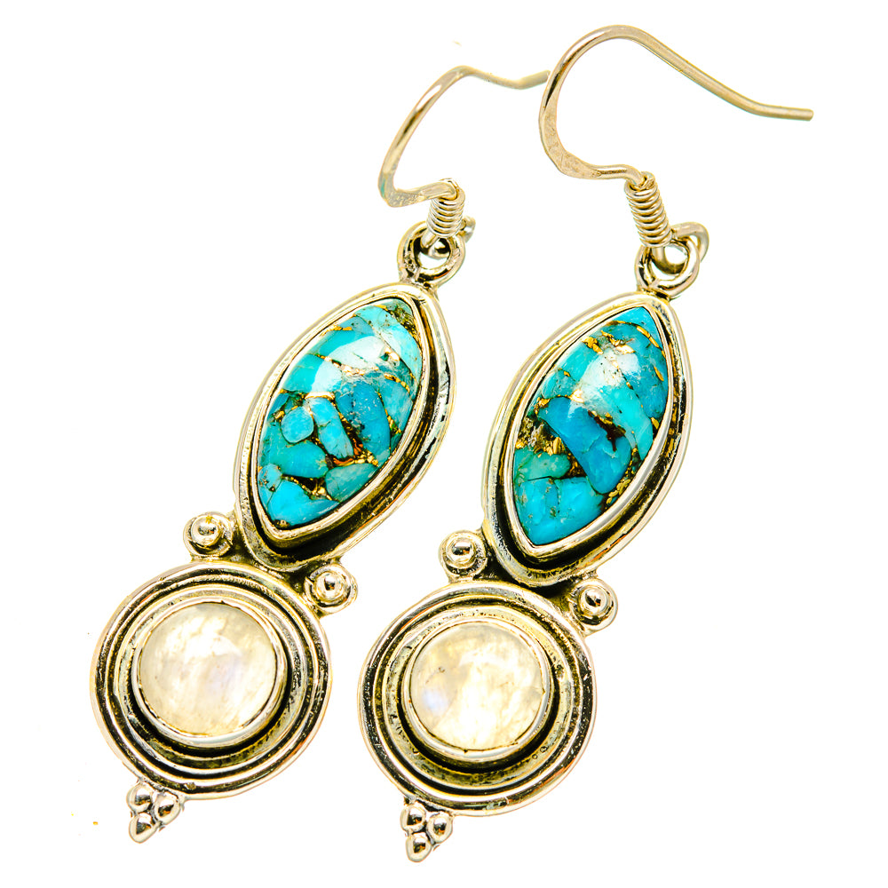 Blue Copper Composite Turquoise Earrings handcrafted by Anasilvercos - EARR418476