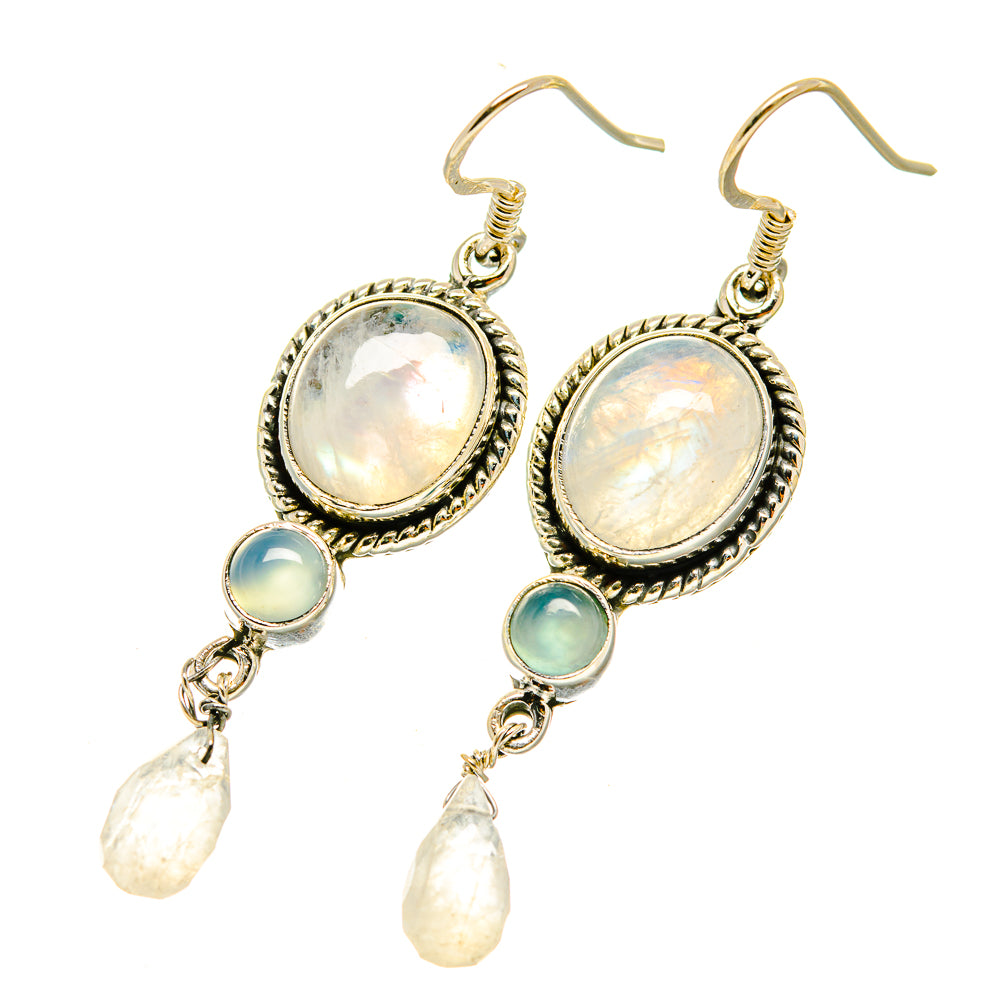 Rainbow Moonstone Earrings handcrafted by Anasilvercos - EARR418486