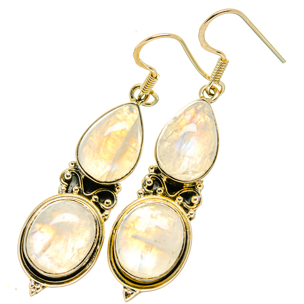 Rainbow Moonstone Earrings handcrafted by Anasilvercos - EARR418494