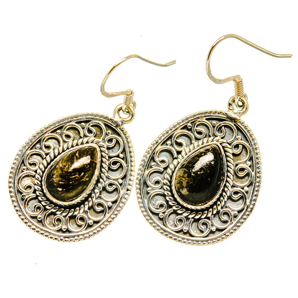 Golden Seraphinite Earrings handcrafted by Anasilvercos - EARR418495