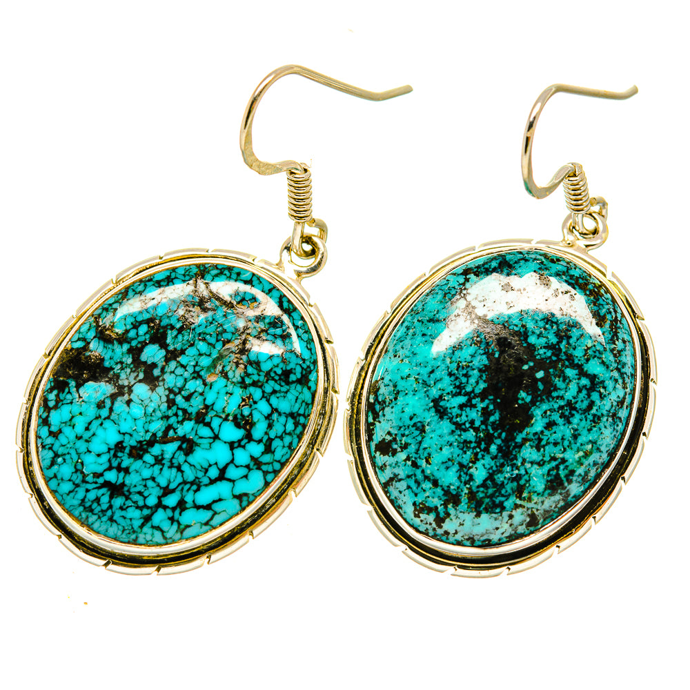 Tibetan Turquoise Earrings handcrafted by Anasilvercos - EARR418496