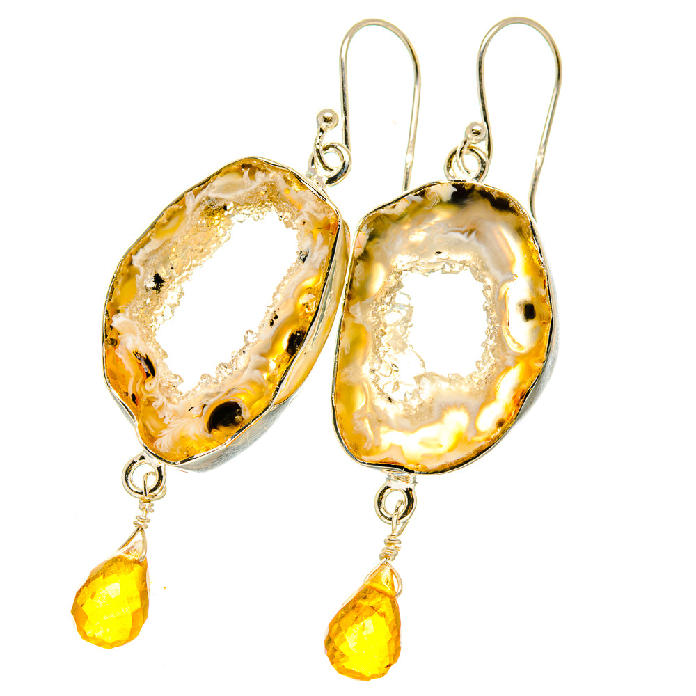 Coconut Geode Druzy Earrings handcrafted by Anasilvercos - EARR418510