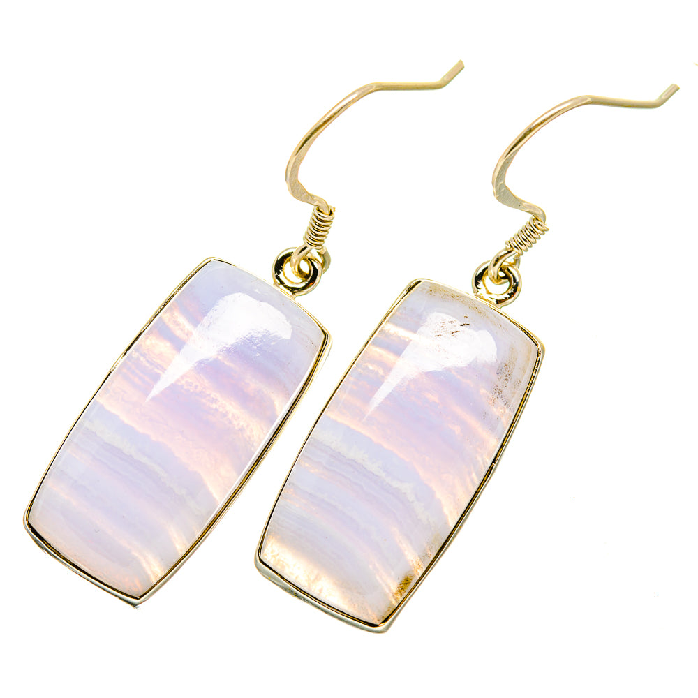 Blue Lace Agate Earrings handcrafted by Anasilvercos - EARR418524