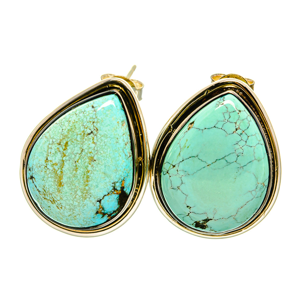 Tibetan Turquoise Earrings handcrafted by Anasilvercos - EARR418527