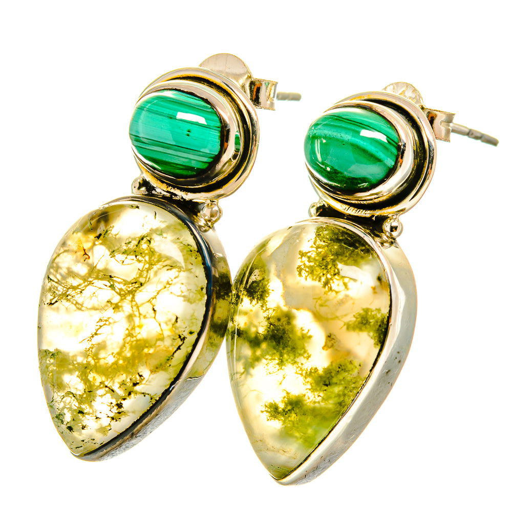 Green Moss Agate Earrings handcrafted by Anasilvercos - EARR418530