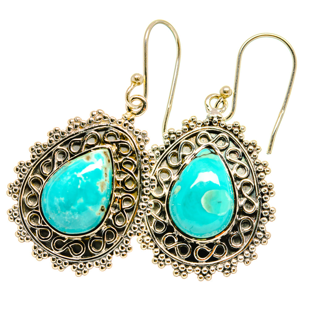 Tibetan Turquoise Earrings handcrafted by Anasilvercos - EARR418566