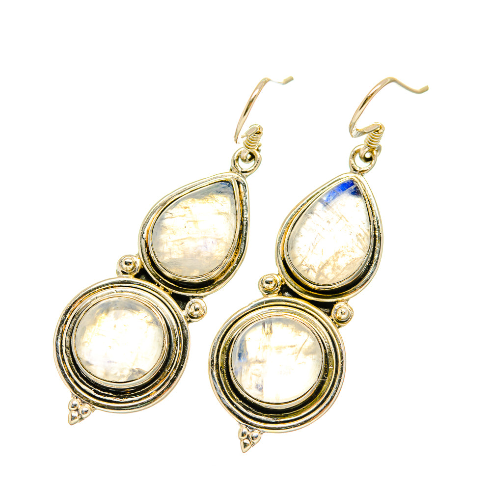 Rainbow Moonstone Earrings handcrafted by Anasilvercos - EARR418579
