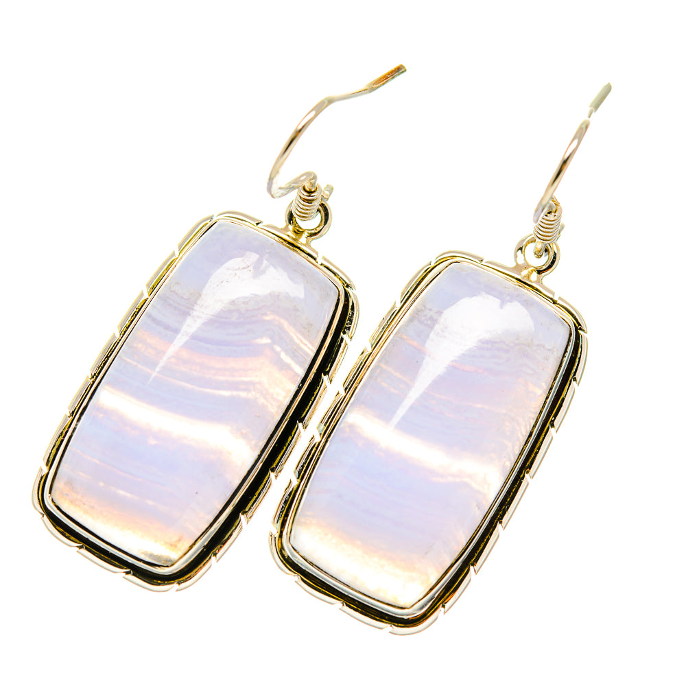 Blue Lace Agate Earrings handcrafted by Anasilvercos - EARR418594