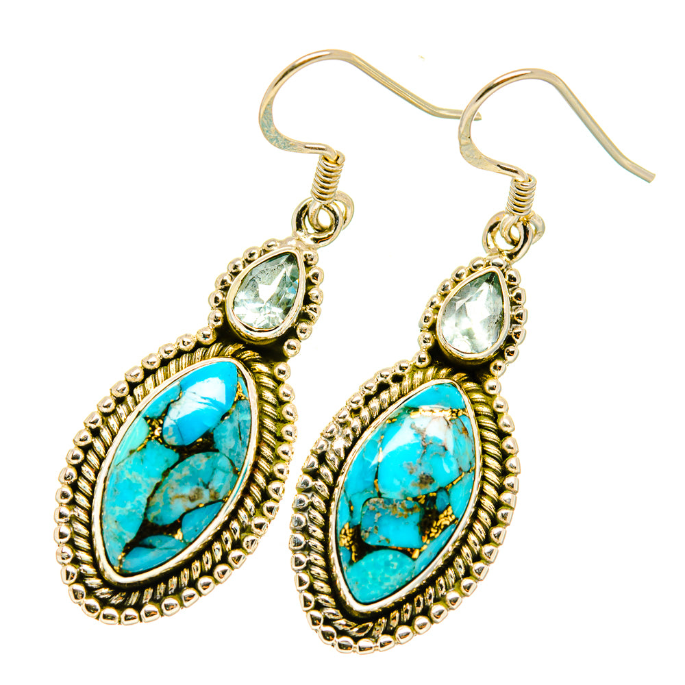 Blue Copper Composite Turquoise Earrings handcrafted by Anasilvercos - EARR418639