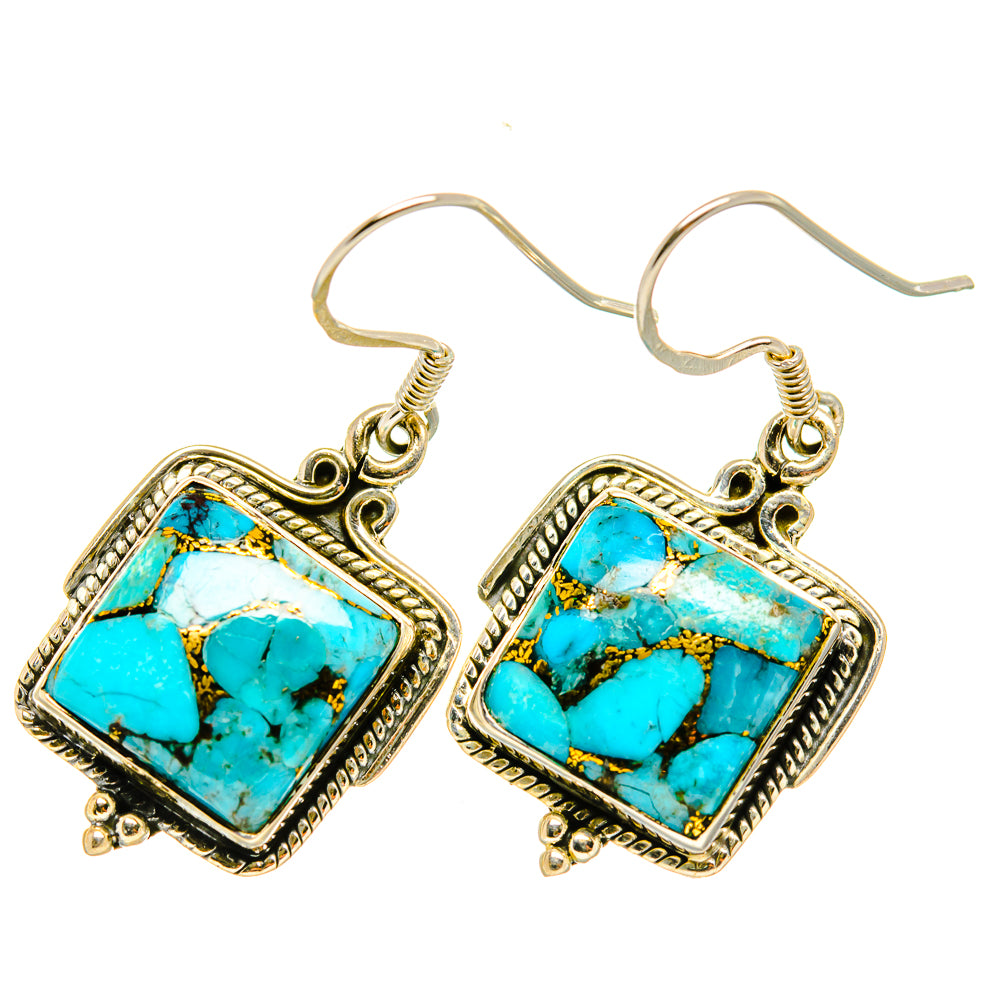 Blue Copper Composite Turquoise Earrings handcrafted by Anasilvercos - EARR418685