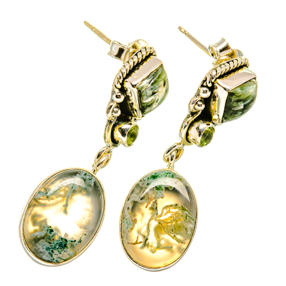 Green Moss Agate Earrings handcrafted by Anasilvercos - EARR418688
