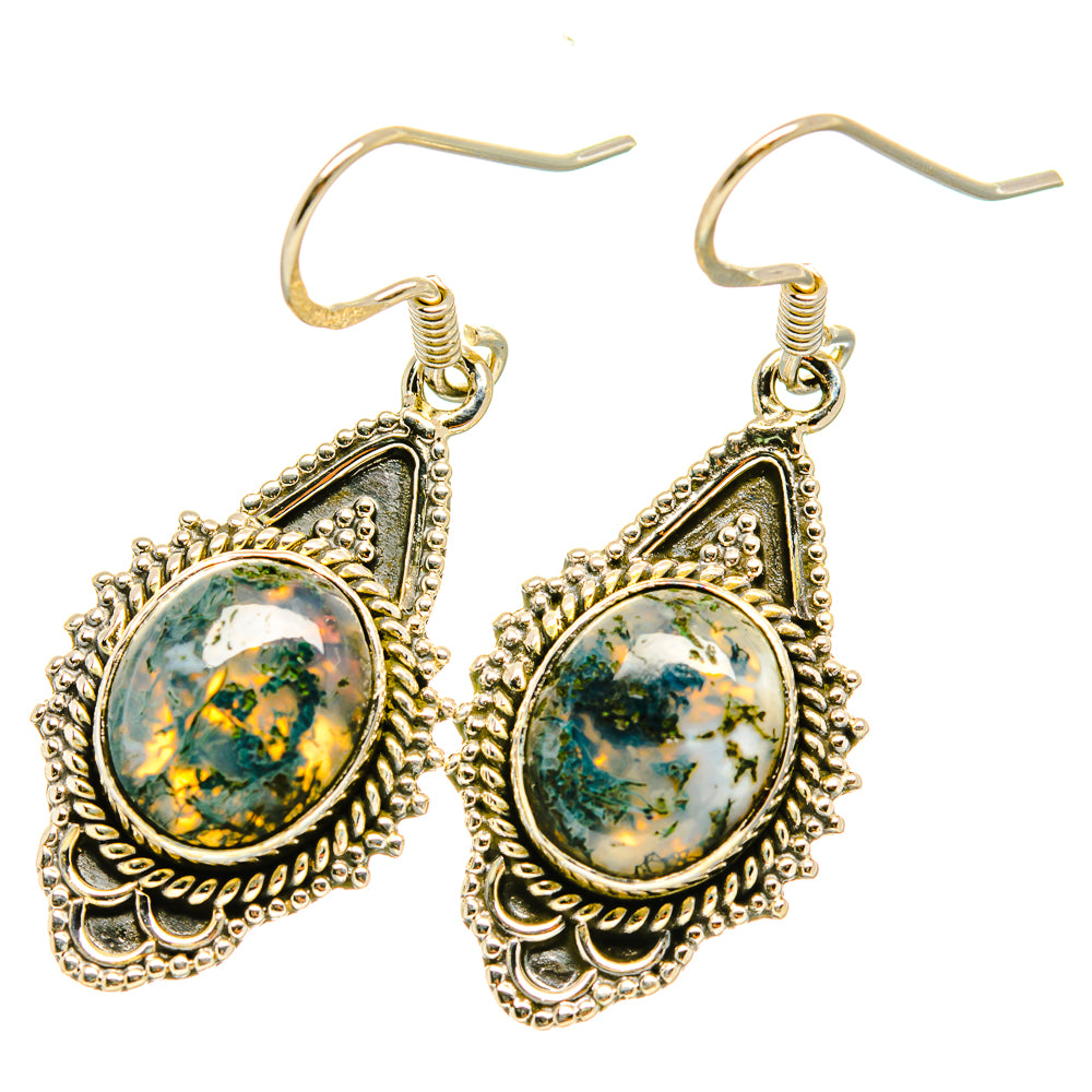 Green Moss Agate Earrings handcrafted by Anasilvercos - EARR418706