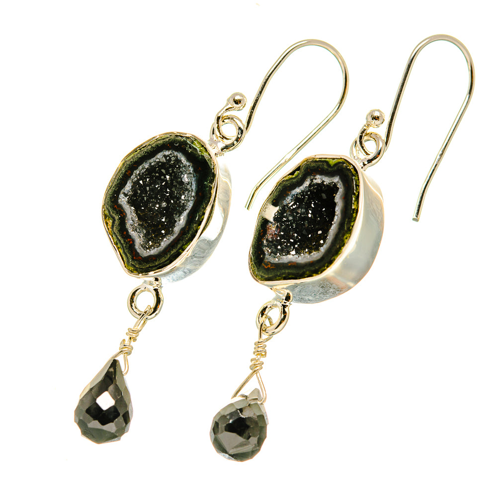 Black Geode Slice Earrings handcrafted by Anasilvercos - EARR418710