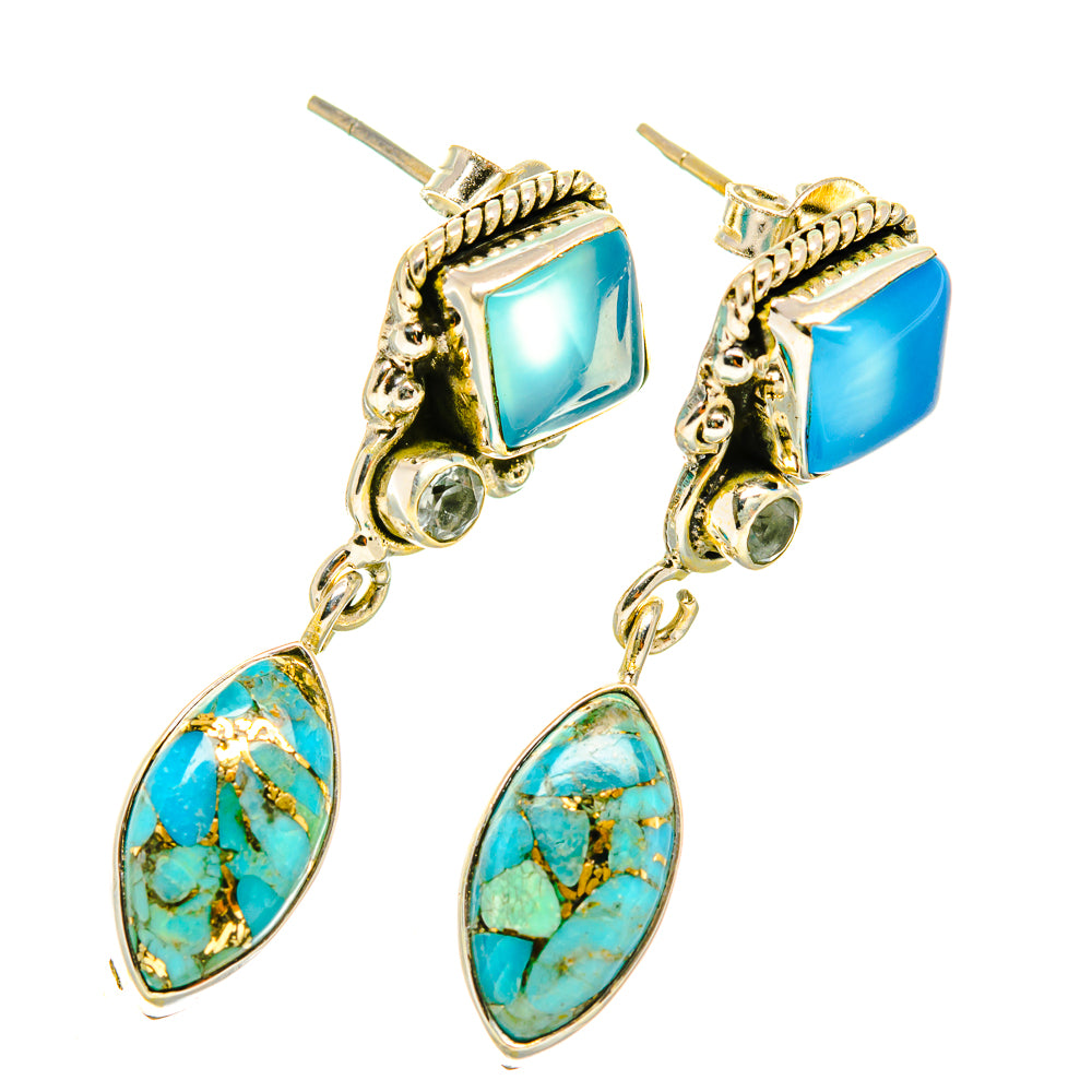 Blue Copper Composite Turquoise Earrings handcrafted by Anasilvercos - EARR418715