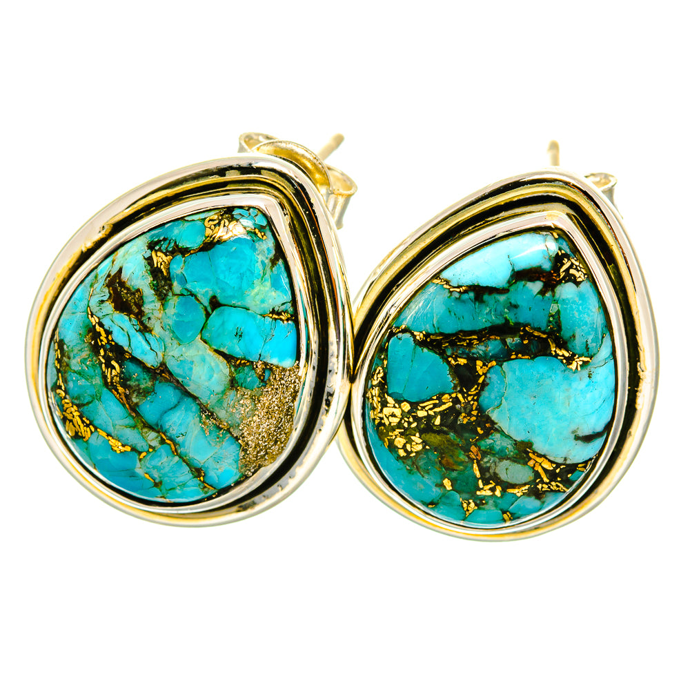 Blue Copper Composite Turquoise Earrings handcrafted by Anasilvercos - EARR418725