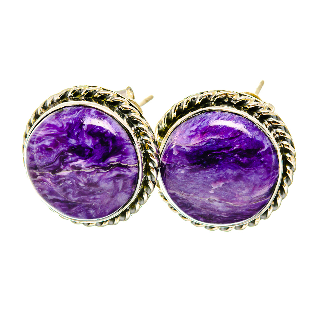 Charoite Earrings handcrafted by Anasilvercos - EARR418740