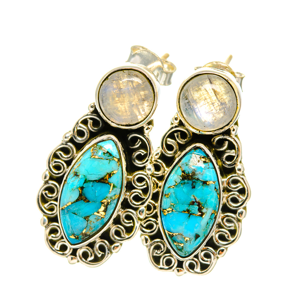 Blue Copper Composite Turquoise Earrings handcrafted by Anasilvercos - EARR418744
