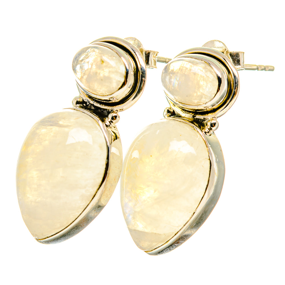 Rainbow Moonstone Earrings handcrafted by Anasilvercos - EARR418780