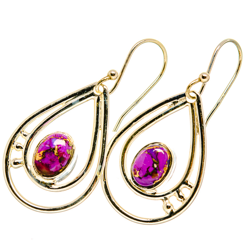 Purple Copper Composite Turquoise Earrings handcrafted by Anasilvercos - EARR418781