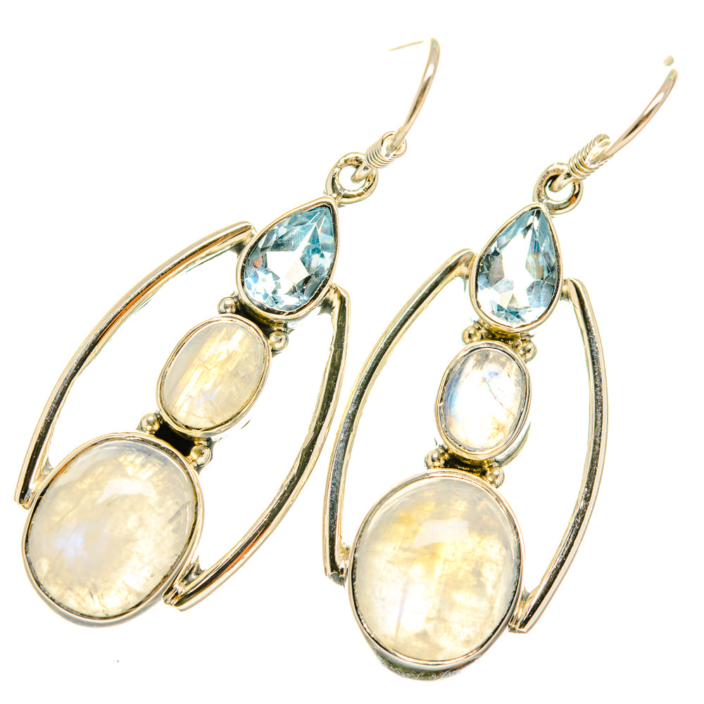 Rainbow Moonstone Earrings handcrafted by Anasilvercos - EARR418797