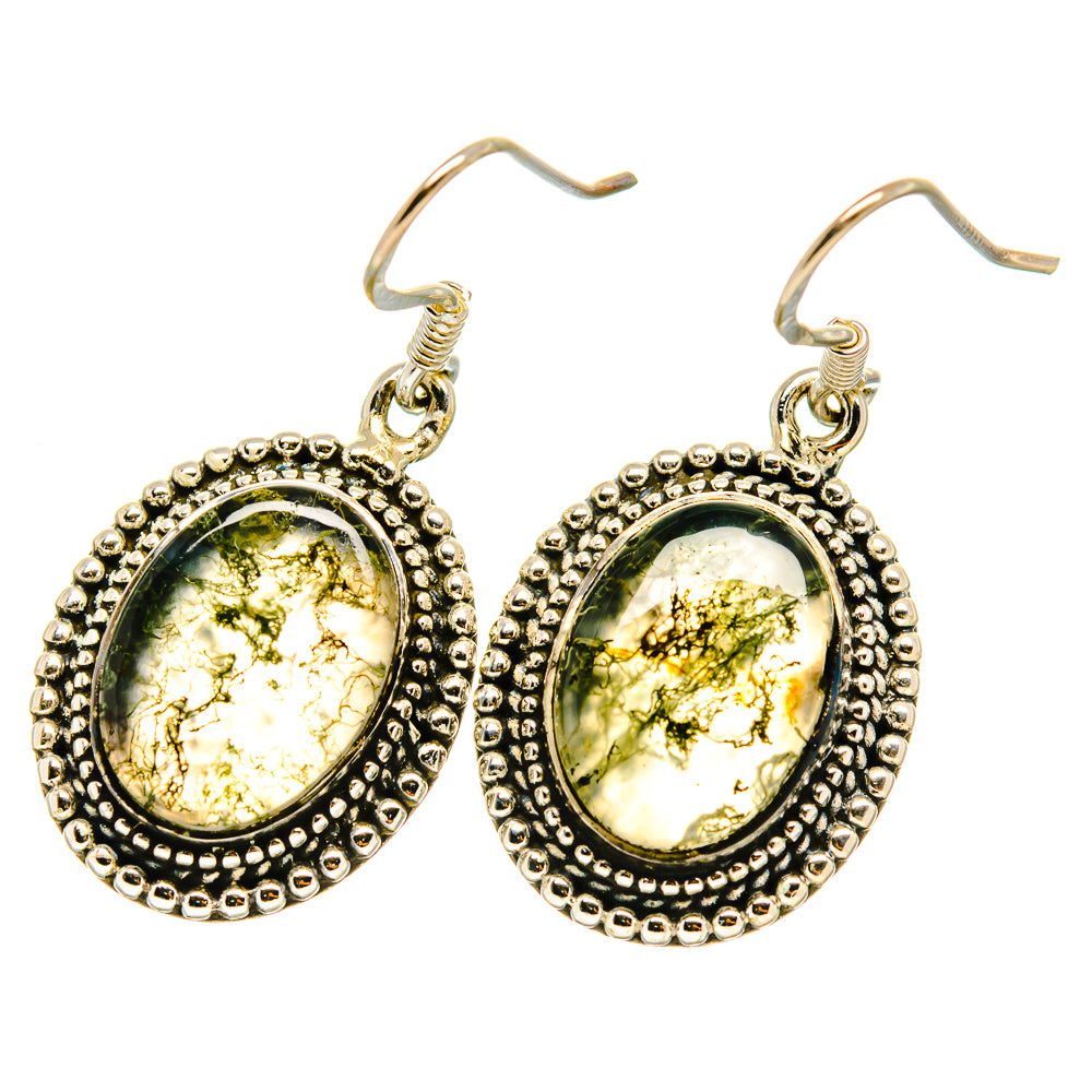 Green Moss Agate Earrings handcrafted by Anasilvercos - EARR418813