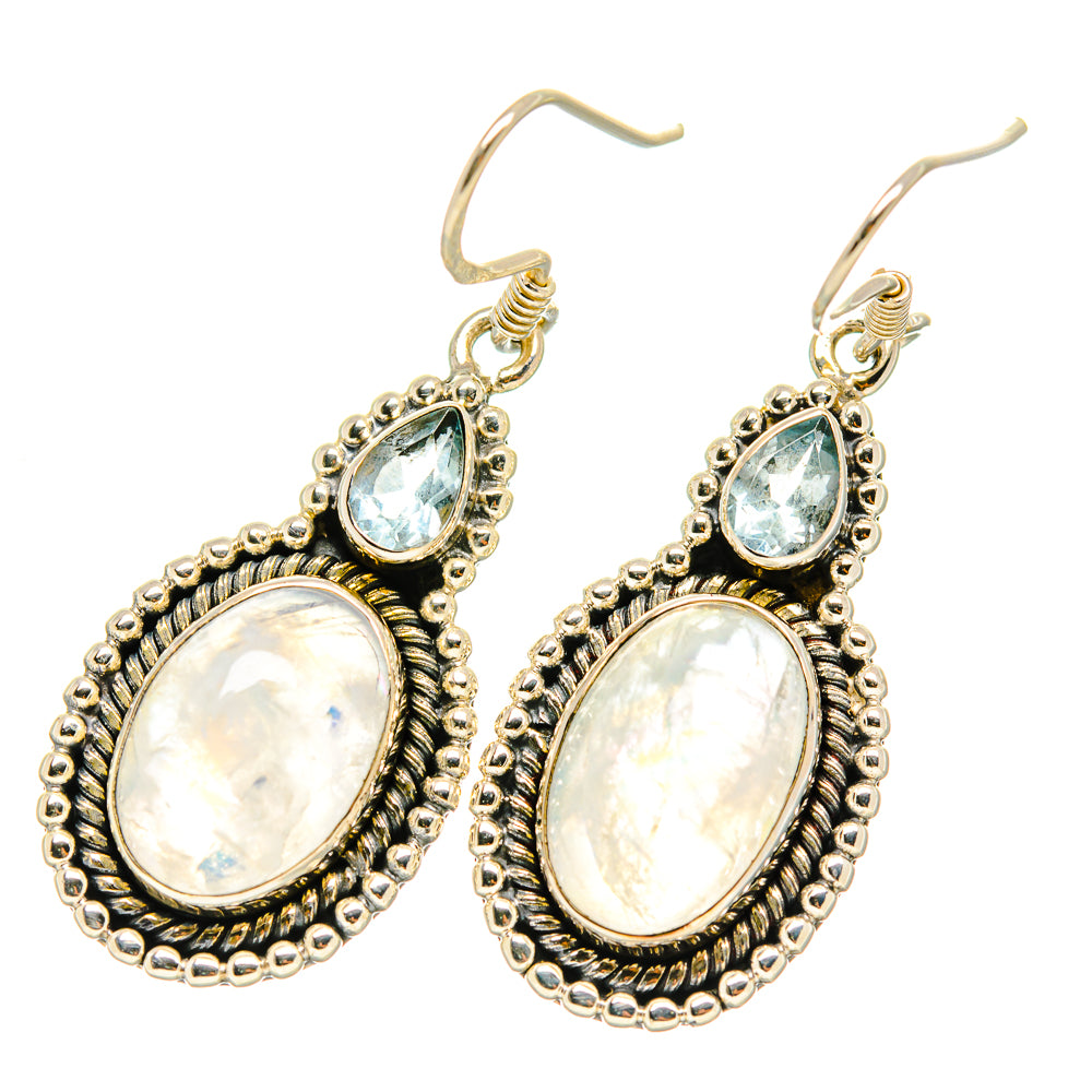 Rainbow Moonstone Earrings handcrafted by Anasilvercos - EARR418814