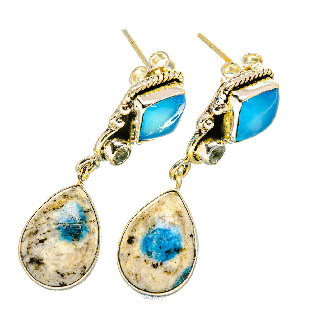 K2 Blue Azurite Earrings handcrafted by Anasilvercos - EARR418818