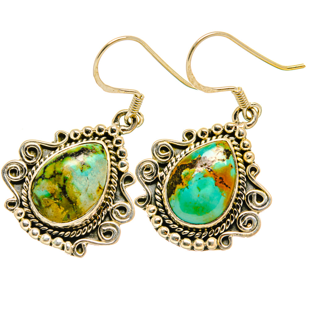 Tibetan Turquoise Earrings handcrafted by Anasilvercos - EARR418819