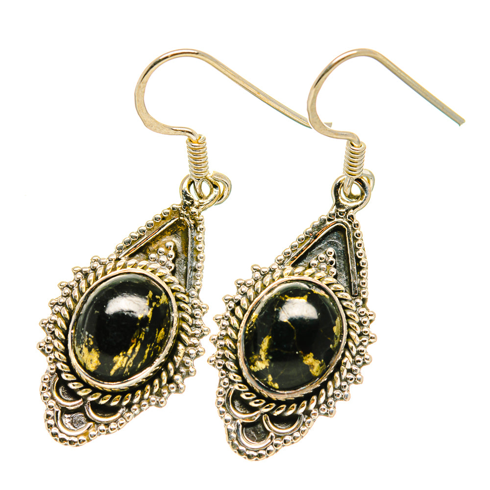 Pyrite In Black Onyx Earrings handcrafted by Anasilvercos - EARR418821