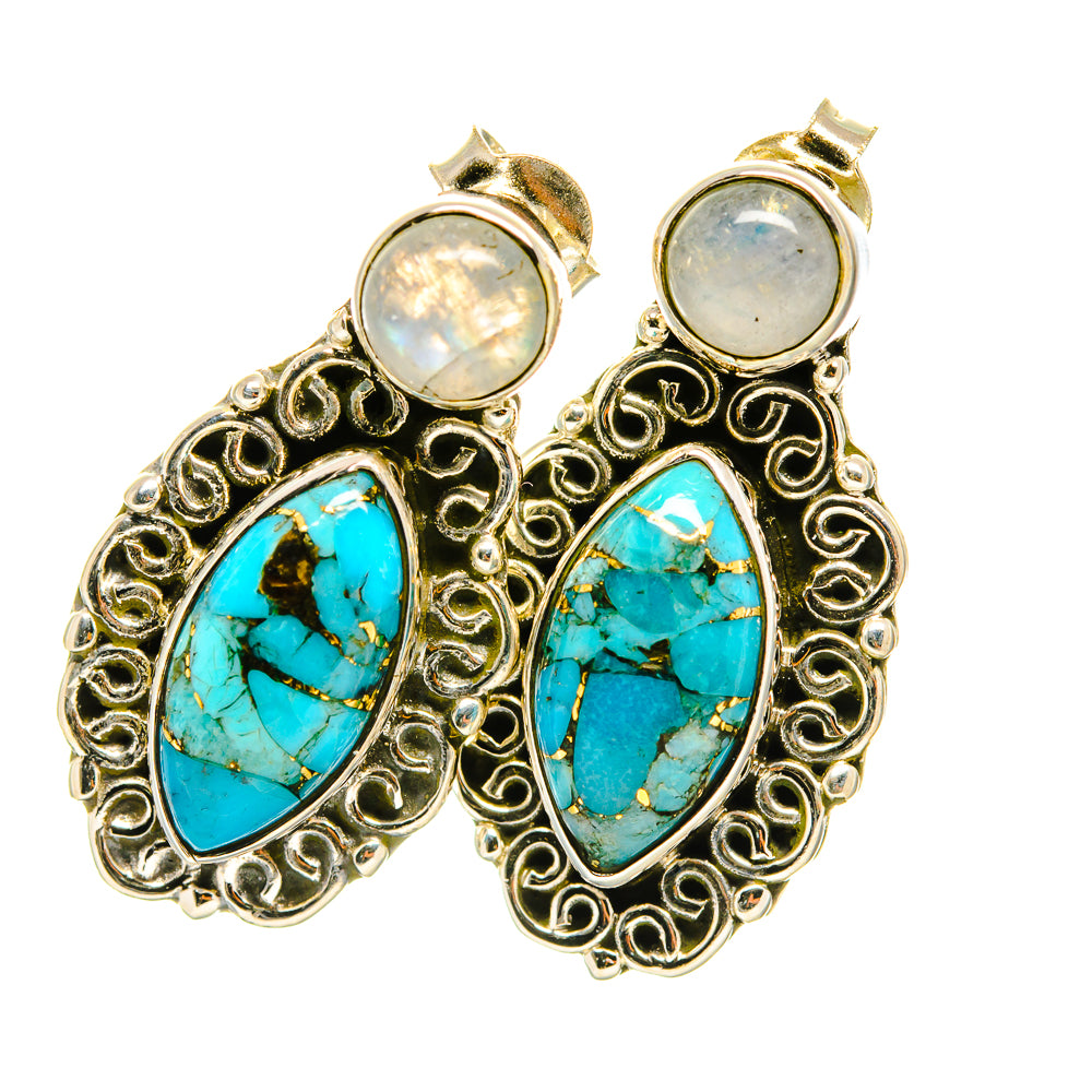 Blue Copper Composite Turquoise Earrings handcrafted by Anasilvercos - EARR418826