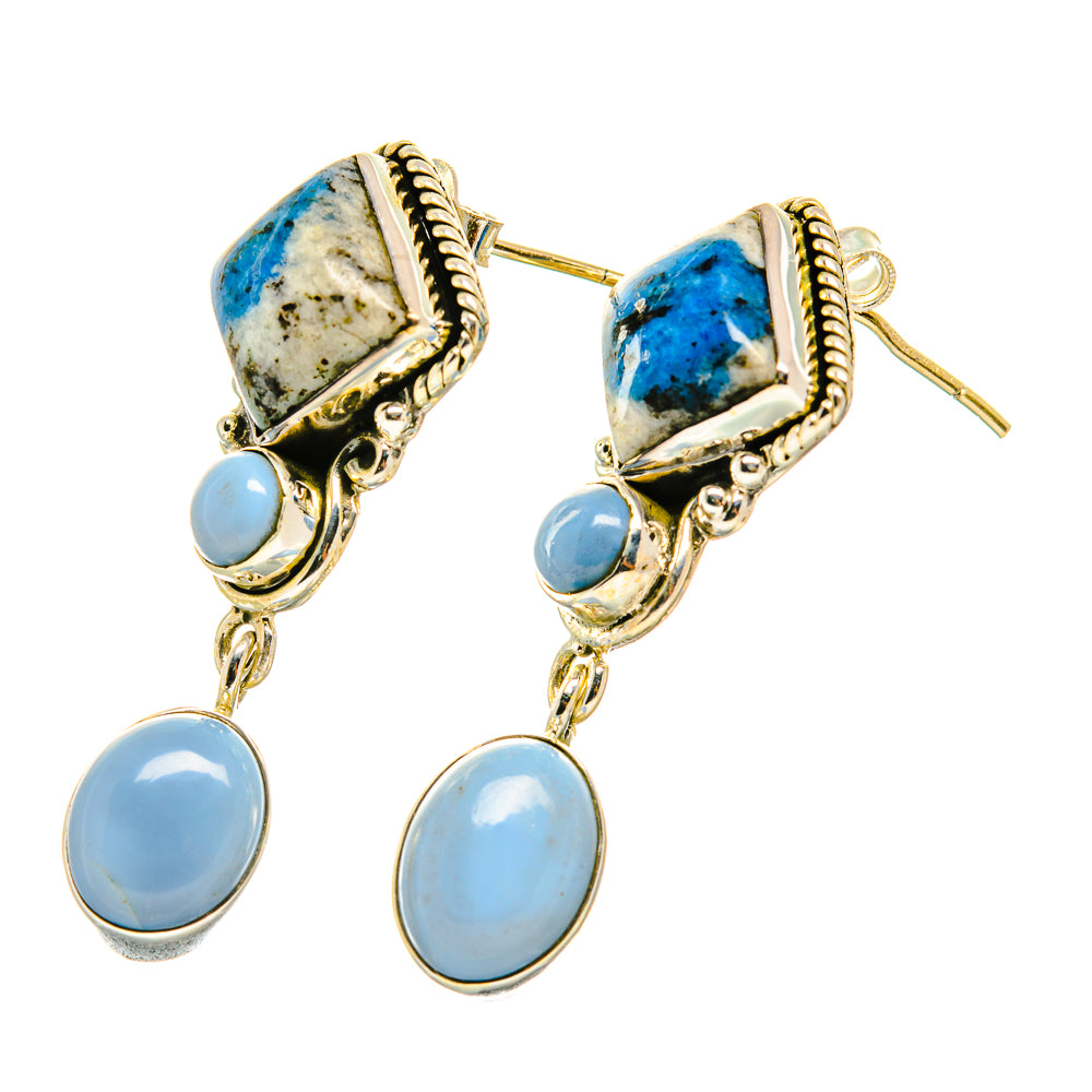K2 Blue Azurite Earrings handcrafted by Anasilvercos - EARR418832