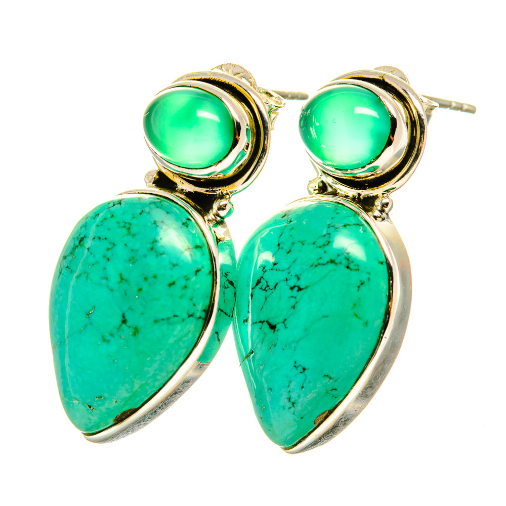 Tibetan Turquoise Earrings handcrafted by Anasilvercos - EARR418849